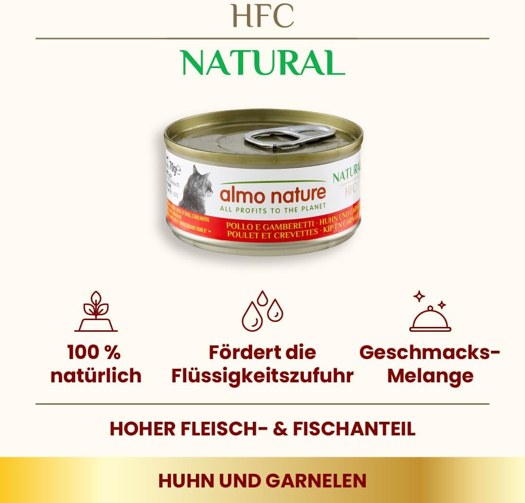 Almo Nature HFC Comida húmeda natural para gatos - Recetas variadas con pollo - 6 x 70g