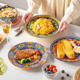 Juego de platos llanos para 6 personas, juego de platos vancasso KRVI para 6 personas, juego de platos Ø 27 cm, apto para lavavajillas y microondas, platos de pasta, platos de desayuno, platos para tartas