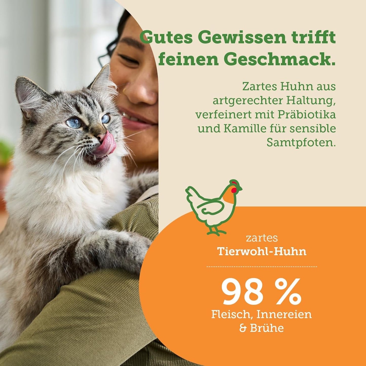 Comida húmeda para gatos MERA Cats Nature Sensitive con pollo 12x85g | Monoproteína, sin azúcar y sin cereales | Comida húmeda para gatos con alto contenido en carne y de fácil digestión