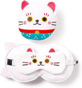 Almohada de viaje con máscara Relaxeazzz - Maneki Neko Lucky Cat Charm Almohadas de viaje Naty Shop Título predeterminado
