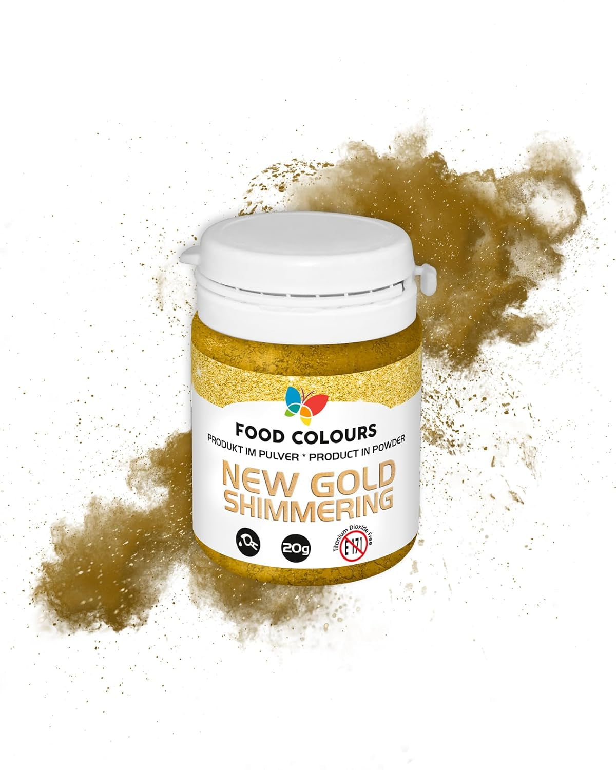 Purpurina comestible con efecto metálico, New Gold Shimmering, 20 gramos Glitter Naty Shop Default Title