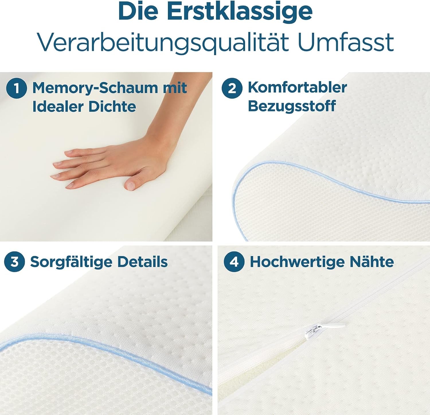 ORTHOVERSE almohada ortopédica - almohada de apoyo para el cuello, almohada para dormir, almohada, almohada viscoelástica, almohada, almohada para el dolor de cuello - ajustable en altura, funda de aloe vera, ayuda médica Naty Shop Almohadas ortopédicas cervicales