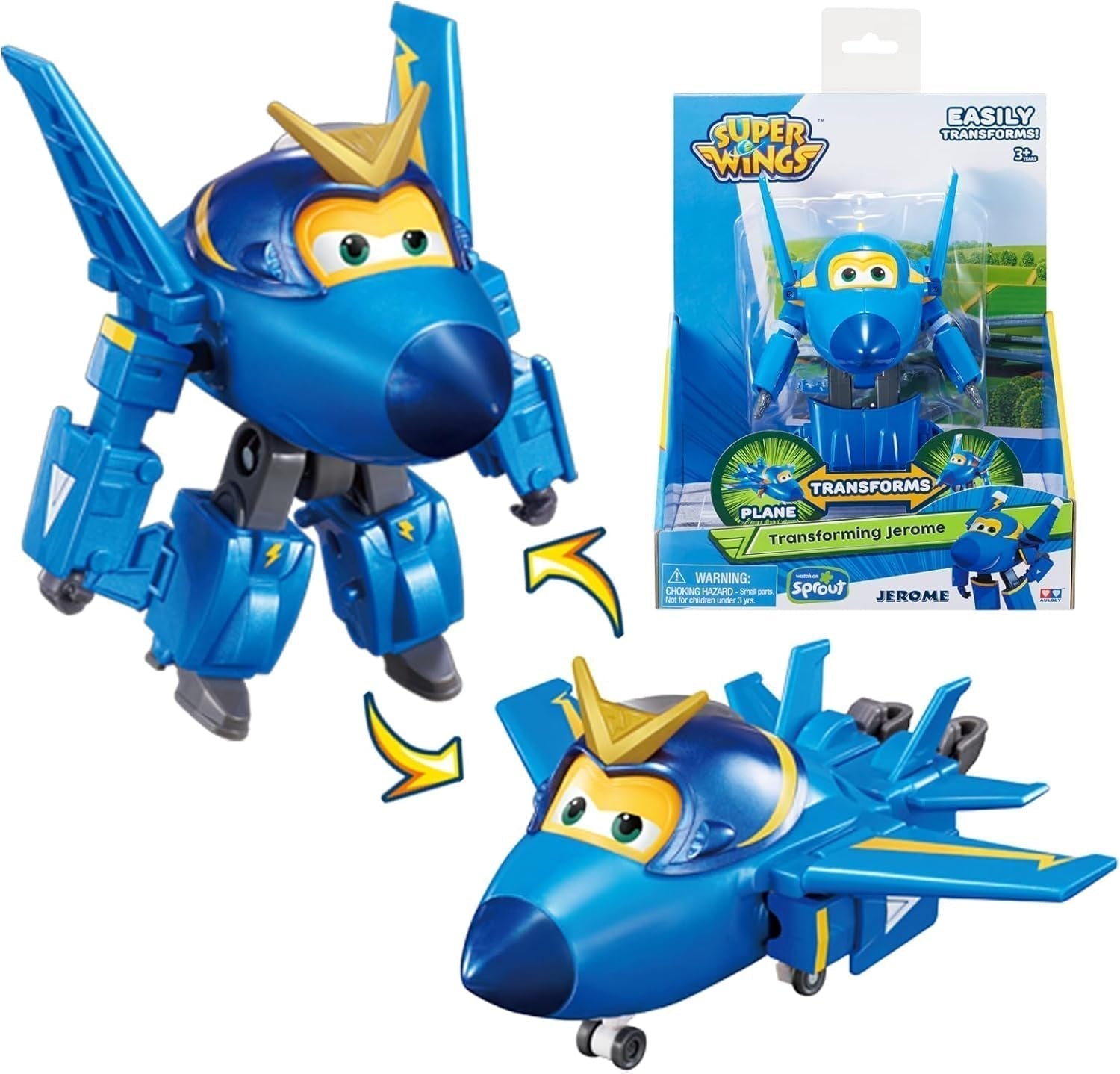 Super Wings Personajes transformadores de 5" Paquete de 2 Jett transformador supercargado + Tino Juguete transformador para niños y niñas a partir de 3 años Figuras de acción rojas Naty Shop Jerome