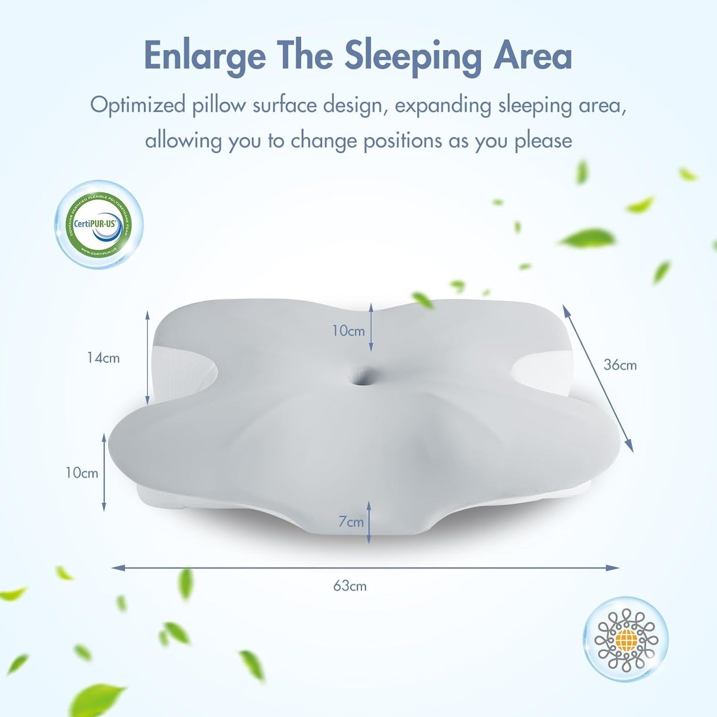 Elegear Almohada Viscoelástica con Funda de Almohada Refrigerante Almohada para Dolor de Cuello Almohada para Dormir de Lado Almohada Ergonómica Almohada Ortopédica para Dormir de Lado Espalda Abdominal 63X 10/14 X36Cm Almohadas Ortopédicas Cervicales Naty Shop