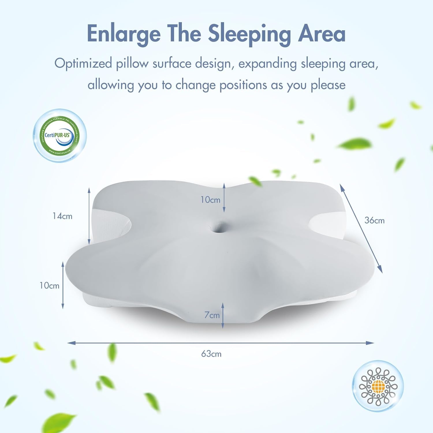 Elegear Almohada Viscoelástica con Funda de Almohada Refrigerante Almohada para Dolor de Cuello Almohada para Dormir de Lado Almohada Ergonómica Almohada Ortopédica para Dormir de Lado Espalda Abdominal 63X 10/14 X36Cm Almohadas Ortopédicas Cervicales Naty Shop