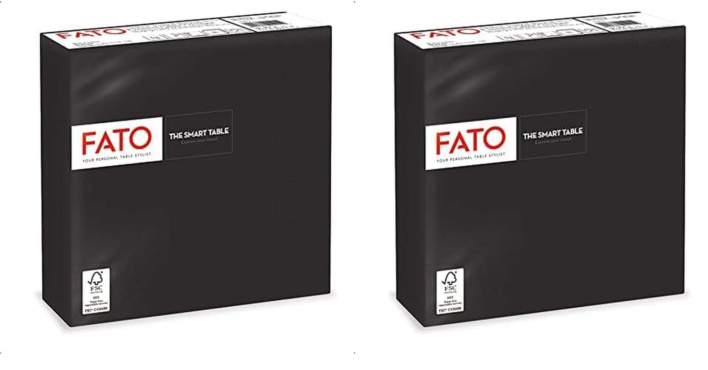 , Servilletas de papel desechables, ideales para almuerzos informales y buffets, paquete de 50 servilletas, tamaño 33X33, 4 capas, 2 capas, negro, certificado Fsc (paquete de 2)
