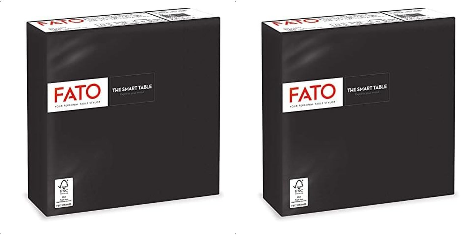 , Servilletas de papel desechables, ideales para almuerzos informales y buffets, paquete de 50 servilletas, tamaño 33X33, 4 capas, 2 capas, negro, certificado Fsc (paquete de 2)