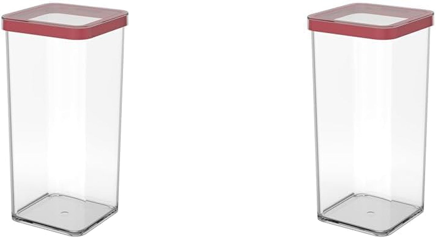 Rotho Loft Juego de 5 Botes de Conservación con Tapa, Varios Tamaños, Plástico Alimentario (PP) Sin BPA, Transparente/Rojo, (21,4 x 21,4 x 23,5 cm) Naty Shop Cajas de Conservación de Alimentos 1,5 L (Pack de 2)