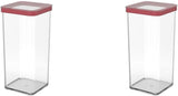 Rotho Loft Juego de 5 Botes de Conservación con Tapa, Varios Tamaños, Plástico Alimentario (PP) Sin BPA, Transparente/Rojo, (21,4 x 21,4 x 23,5 cm) Naty Shop Cajas de Conservación de Alimentos 1,5 L (Pack de 2)