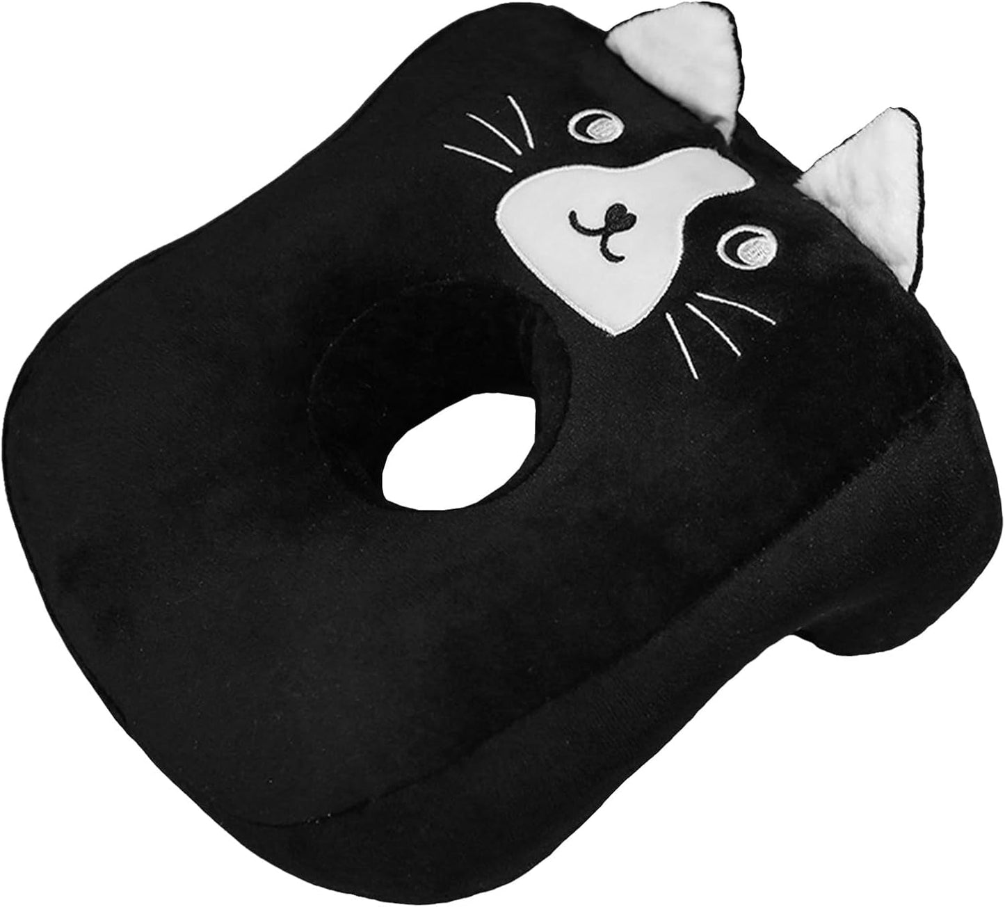 Almohada para dormir de oficina, algodón con memoria, linda almohada con orificio para las orejas, almohada suave para dormir de lado, almohada para las orejas para mujeres, niñas y niños (gris gatito) Almohadas ortopédicas cervicales Naty Shop Gato negro