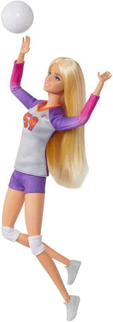 Barbie Made to Move - Muñeca Jugadora de Voleibol con Camiseta y Pelota - 22 Articulaciones para Juego Realista, Incluye Voleibol y Equipo Deportivo, HKT72