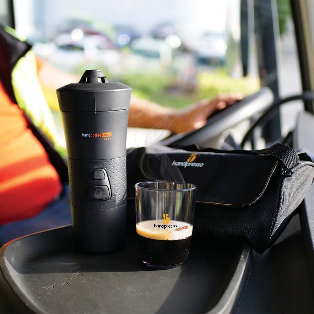 Handpresso - Camión Handcoffee 21010 | Cafetera espresso con cápsulas Senseo para camión 24V | Máquina de café expreso para camión de 24 V, máquina de café expreso con cápsulas de viaje | Cafetera espresso para camión de 24V para viajes