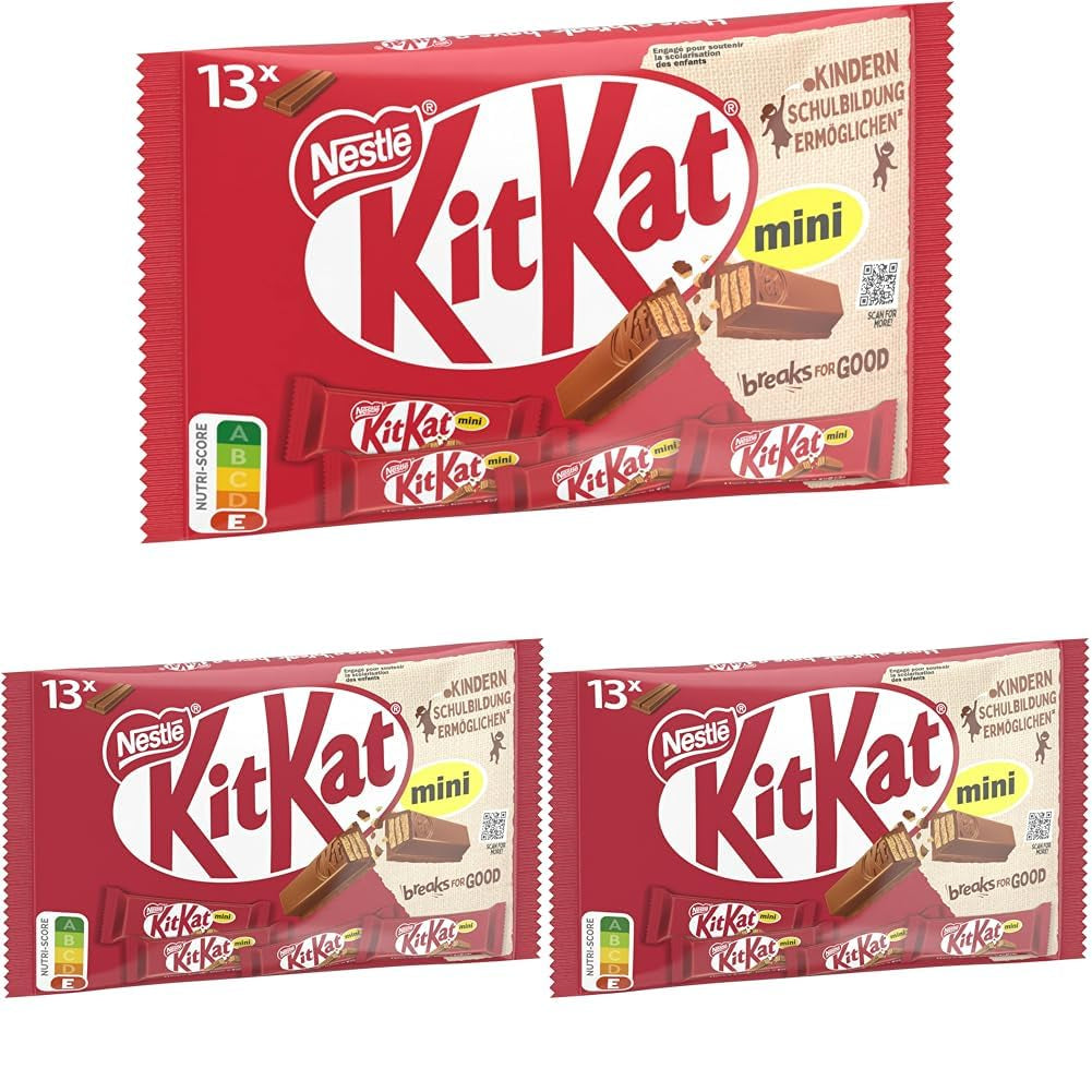 Nestlé Mini barras de chocolate, barras de oblea crujientes de chocolate con leche, paquete de 3 (1 x 217 g)