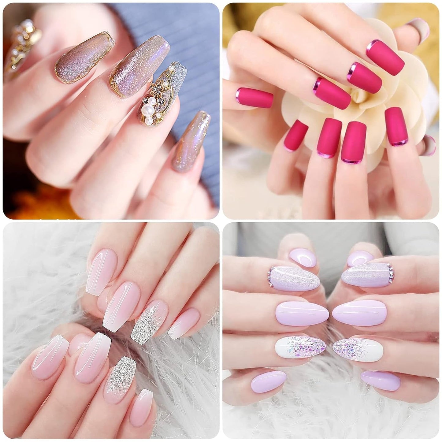 500 puntas de uñas artificiales francesas, juego de puntas de uñas postizas acrílicas, extensiones de uñas, puntas de uñas, accesorios de uñas postizas con 4 piezas de pegamento para diseño de uñas, uñas de gel naturales