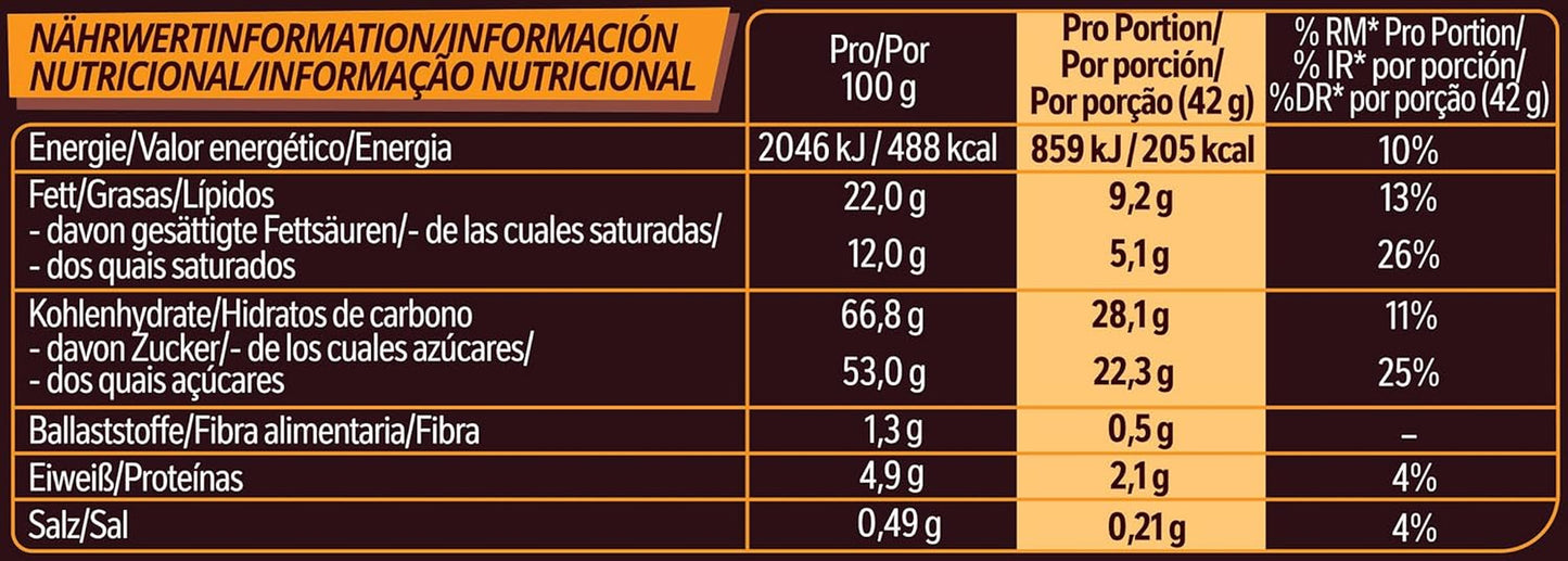 NESTLÉ LION Choco, barra de chocolate crujiente con relleno de caramelo y oblea crujiente, paquete de 24 (24 x 42g)