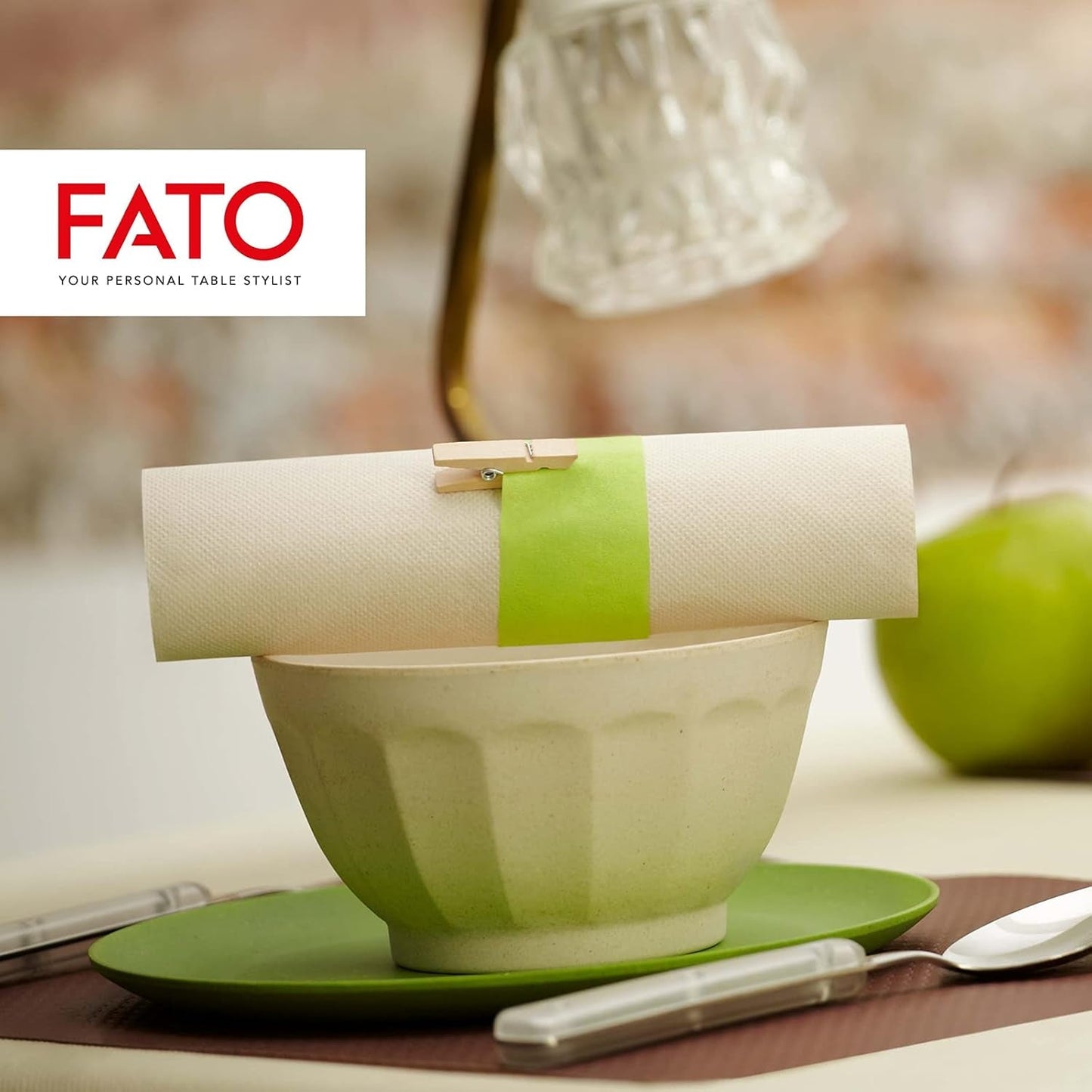 Fato - Servilletas de Papel Desechables Naturales de 4 Pliegues, Ecológicas, Paquete de 40, Tamaño 38X38, 2 Capas, Papel 100% Reciclado
