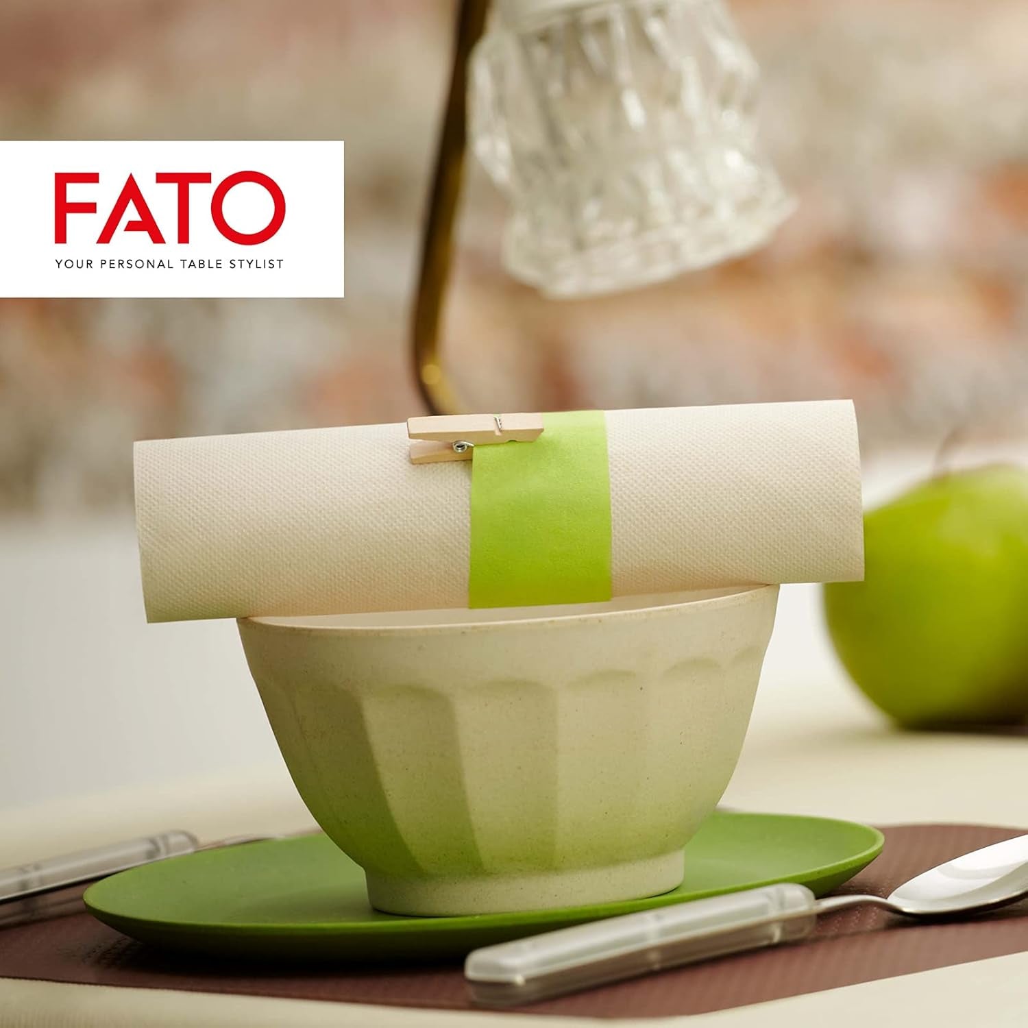Fato - Servilletas de Papel Desechables Naturales de 4 Pliegues, Ecológicas, Paquete de 40, Tamaño 38X38, 2 Capas, Papel 100% Reciclado