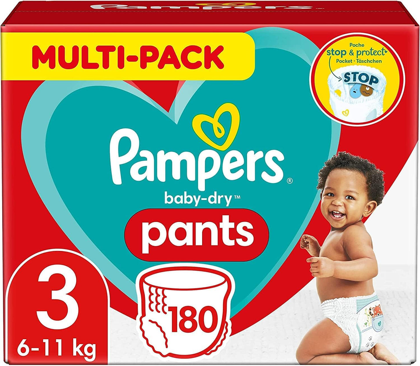 Pampers Baby-Dry Pants Tamaño 5, 160 unidades, 11 kg-17 kg, auslaufsichere 360° apto para día y noche