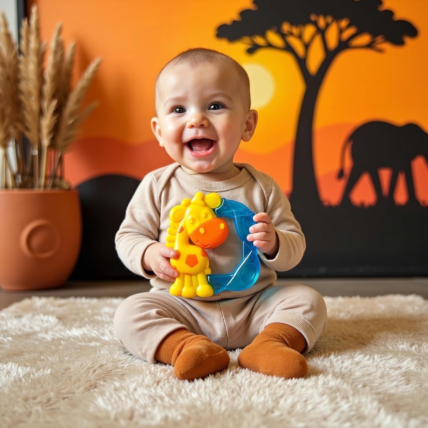 Mordedor Playgro Jerry Jirafa - Mordedor para bebé - Mordedor para bebé de silicona - Mordedor de silicona - Ayuda para la dentición - Silicona - Mordedor para bebé - Colorido