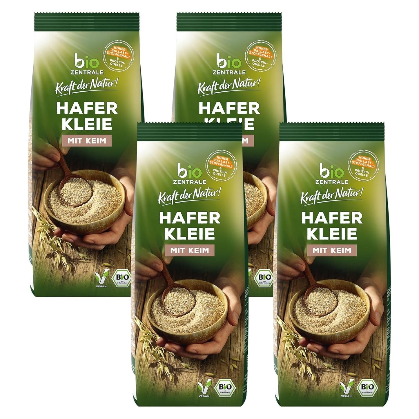 Salvado de avena ecológico Biocentral 1 kg | Paquete ventajoso | Fuente de proteína alta en fibra | Naturalmente vegano | De la agricultura de la UE | Bajo contenido de azúcar