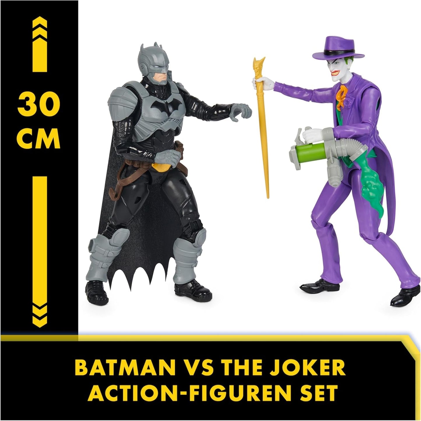 DC Batman Adventures Batman Vs the Joker Juego de figuras de acción, 30 cm - 2 figuras totalmente móviles con 12 engranajes para emocionantes juegos de rol, juguete para más de 4 niños Figuras de acción Naty Shop