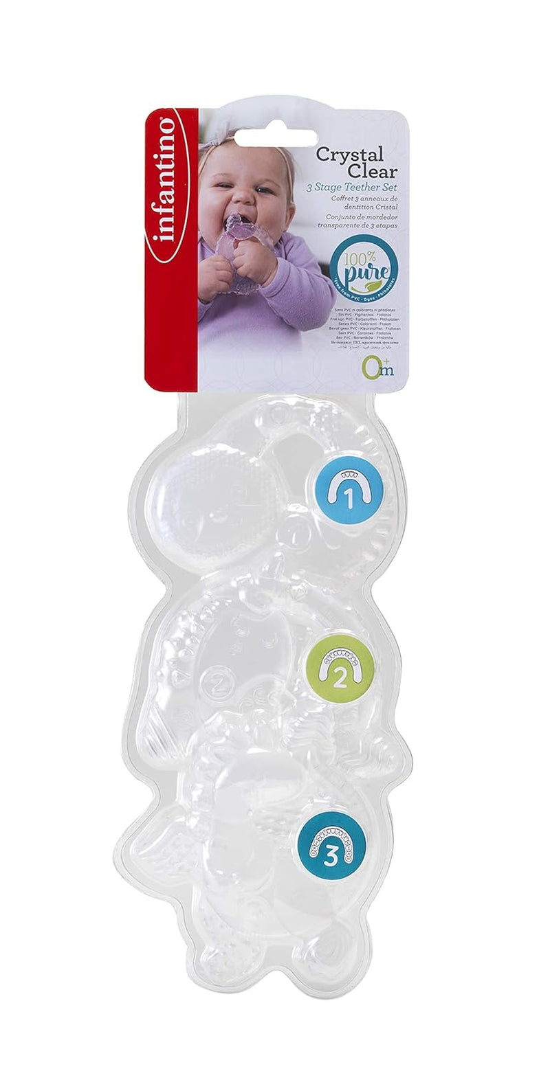 Infantino 316564-01 Infantino Anillos de dentición transparentes - Anillo de dentición suave, hecho de material no tóxico, para el desarrollo sensorial y apoyo a la dentición, multicolor