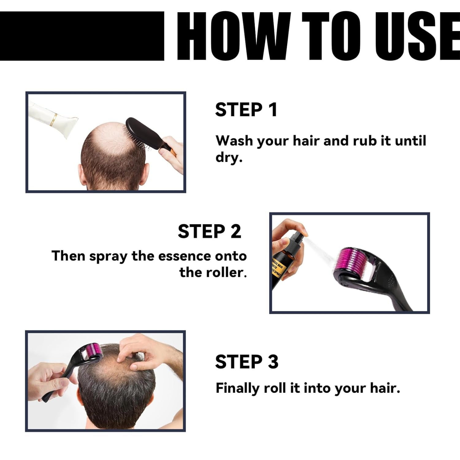 Kit de tratamiento avanzado para el crecimiento del cabello 30ml 2PCS Spray para el crecimiento del cabello Juego de esencia y rodillo para el crecimiento del cabello Suero para el crecimiento del cabello Anticaída Suero avanzado para el crecimiento del cabello Cuidado del cabello Naty Shop