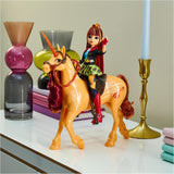 Unicorn Academy Cinder the Unicorn - Unicornio Valentina original de 28 cm de altura de la serie de Netflix, con melena y cola reales, brida, silla y cepillo extraíbles, para niños a partir de 4 años