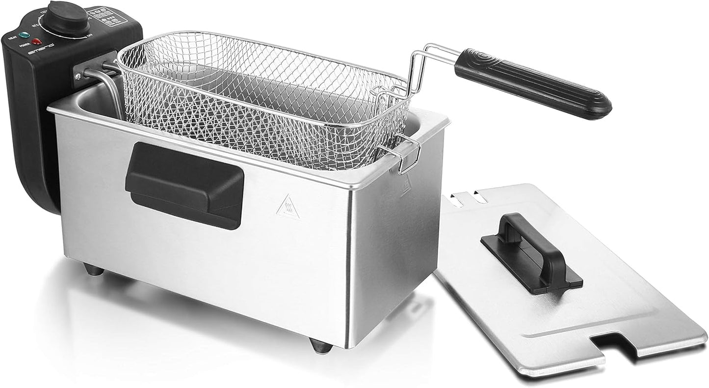 Freidora de aceite Emerio 3,0L con tecnología Zona Fría, 2000 W Electrodomésticos Naty Tienda