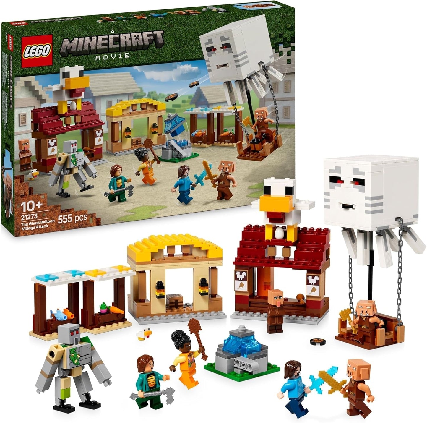 LEGO Minecraft Ghast Balloon Attack - Juguete de jugador para niños - Set de construcción de videojuegos de casa, pollo y gólem - Mercancía de película para niños mayores de 10 años - 21273 Juegos de construcción Besuche den LEGO-Store Default Title