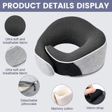 Almohada para el cuello Almohada de viaje de espuma viscoelástica Diseño ergonómico Almohada para el cuello de espuma viscoelástica con máscara para los ojos 2 tapones para los oídos y bolsa de almacenamiento Perfecto para dormir en la carretera cuando viaja Naty Shop Almohadas ortopédicas cervicales