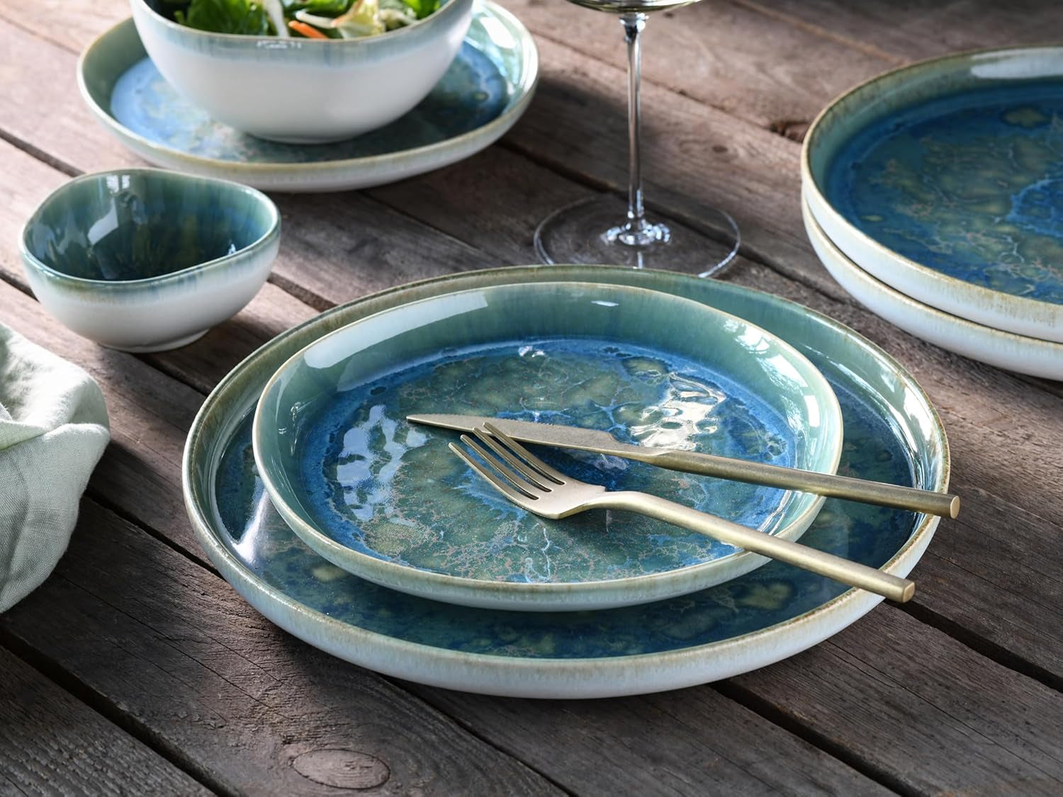 Creatable 22447 Serie Yuki Vajilla para 2 platos de porcelana Apto para lavavajillas y microondas Fabricado en Europa