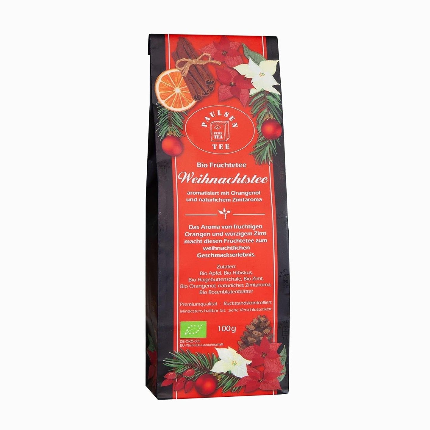 Té de Navidad orgánico 10 X 100G, Té Paulsen Té de frutas Controlado para residuos