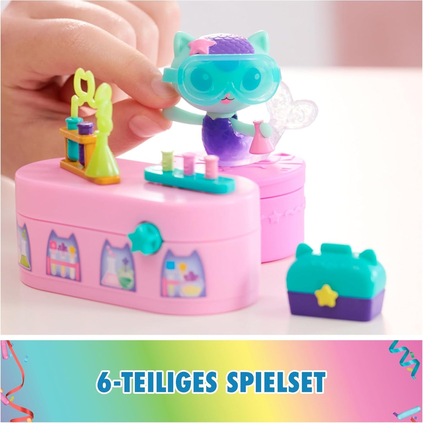 DREAMWORKS GABBY DOLLS HOUSE - Paquete de muebles Meerkätzchen Bobble Kitty, figura de gato con muebles y accesorios para casa de muñecas, a partir de 3 años