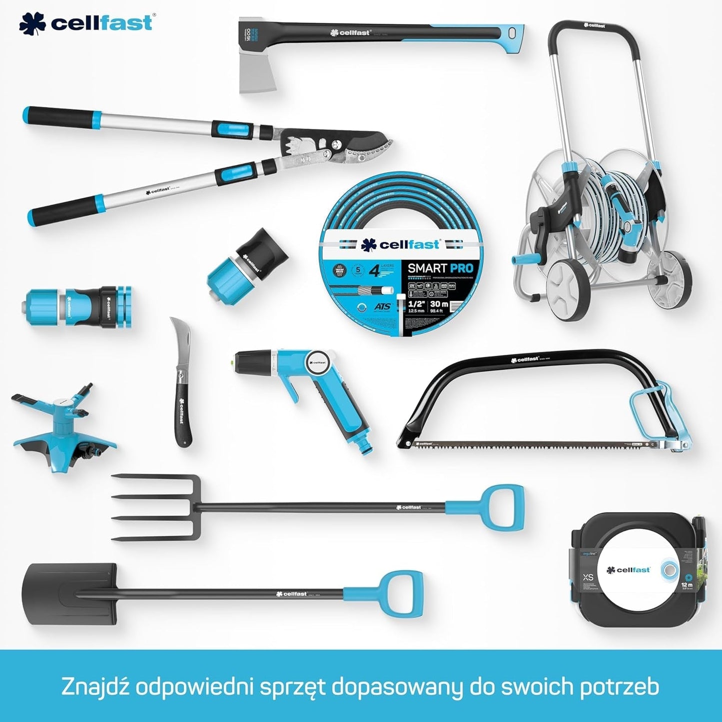 Cellfast Ideal juego de manguera de jardín, robusto, flexible, 4 capas, aspersor, resistente a los rayos UV y a las algas, tecnología Reach, 27 bar, -20/+60° a corto plazo, 1/2 pulgada, 20 m
