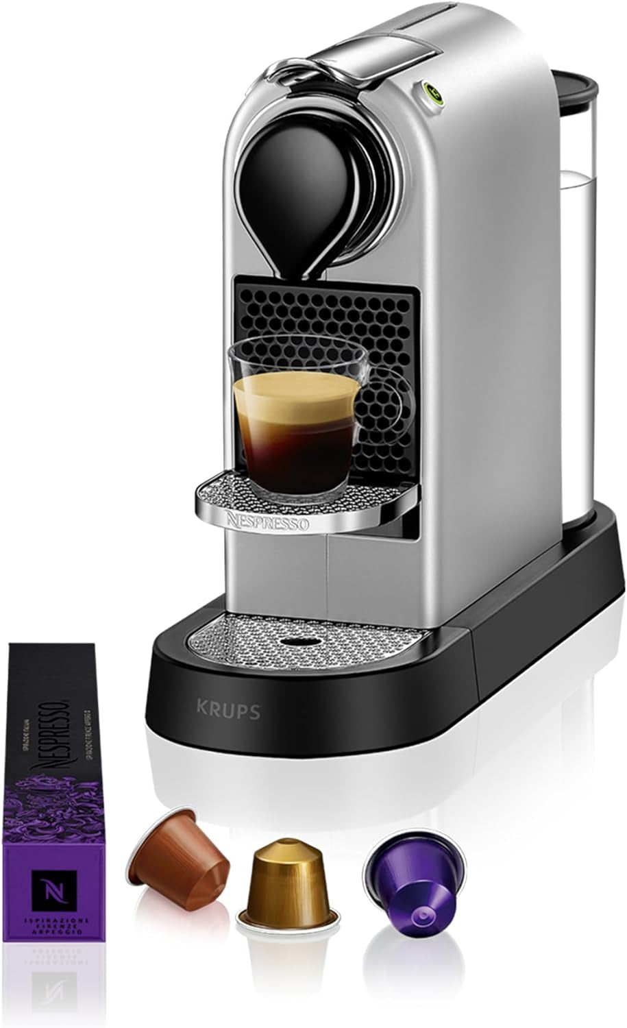 Cafetera espresso con cápsulas Nespresso XN761B Citiz&Milk | Modo de espera automático | 1260 vatios | Capacidad del depósito de agua: 1 l | Presión de la bomba: 19 bares | Plata