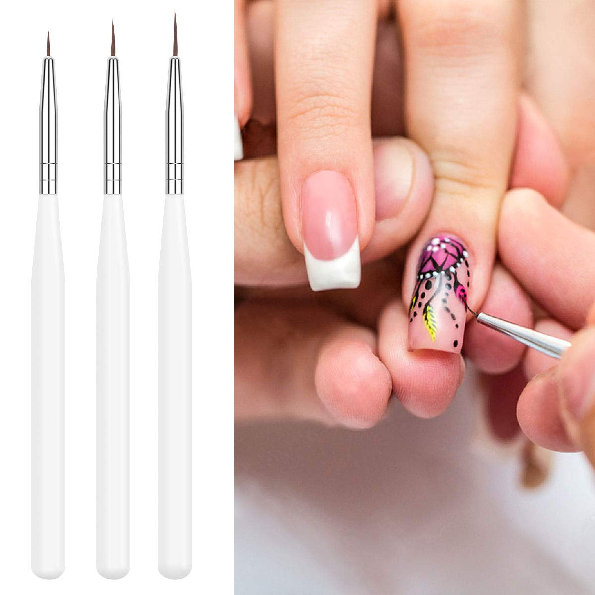 Juego de pinsel de uñas, 10 piezas Gelnägel Pinsel Nagellackstift Acrylpinsel para gel UV Nägel Acrylfingernägel Nailart Maniküre Nageldesign Zubehör