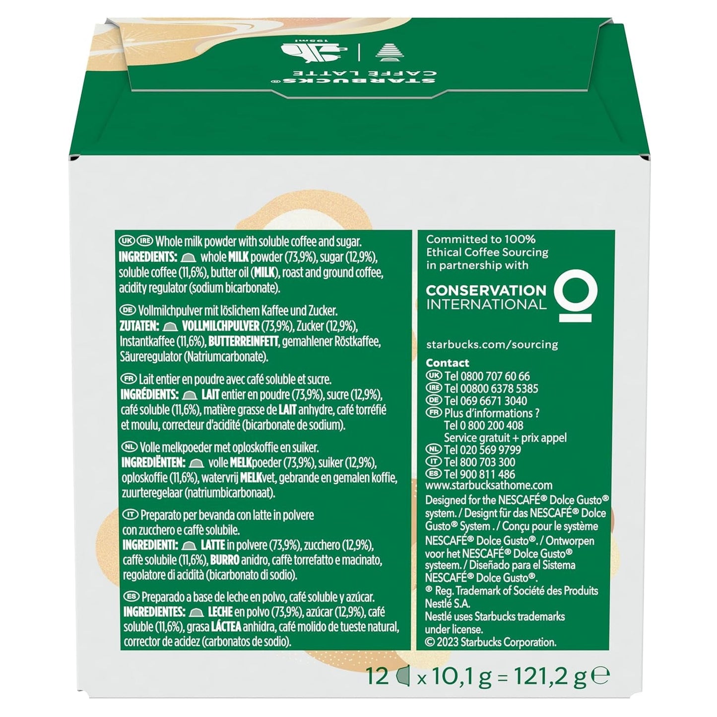 STARBUCKS Caffè Latte de Nescafé Dolce Gusto Kaffeekapseln 6 x 12 (72 Kapseln)
