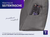 Almohada de lectura Traumnacht Cosy Back Cushion, 70 x 40 cm gris oscuro, funda desenfundable y lavable de 100% poliéster, práctico bolsillo lateral, certificado Öko-Tex, fabricado según los estándares de calidad alemanes