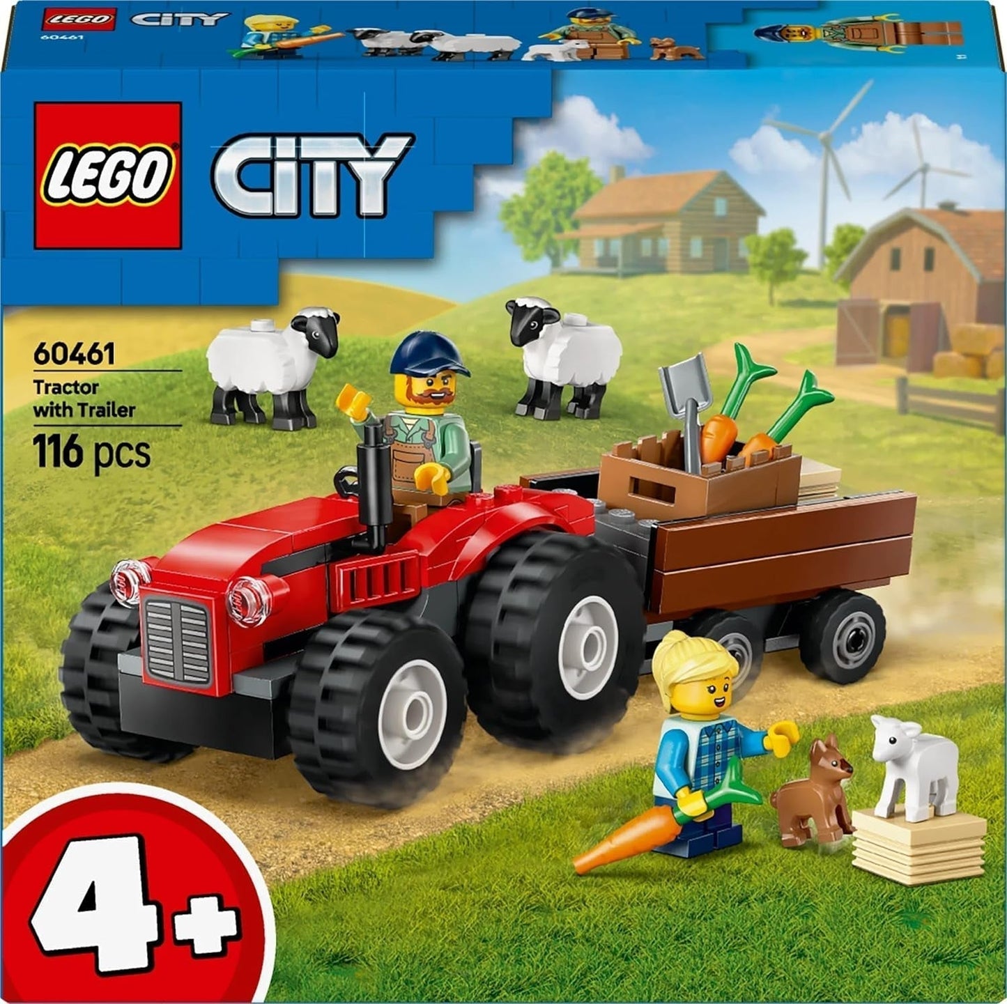 LEGO City Tractor con remolque - Juguete de granja con tractor y figuras de animales - Sets de juego Montessori para niños y niñas a partir de 4 años - Regalo con 2 minifiguras 60461 Juegos de construcción Besuche den LEGO-Store