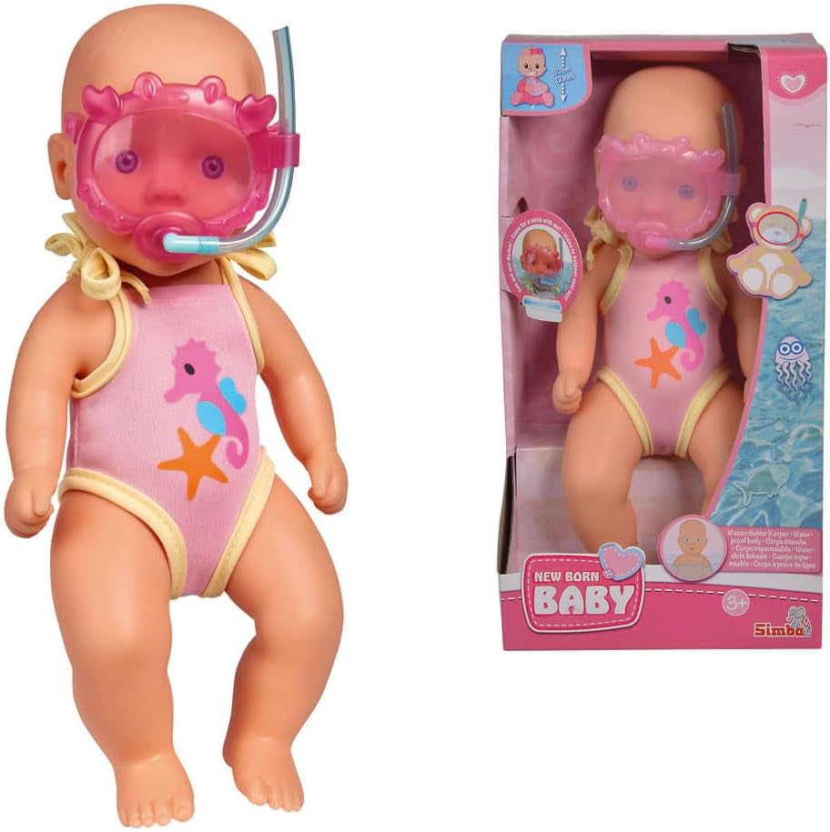 Simba 105030172 - Muñeco Bebé Bañista Recién Nacido, Muñeco de Vinilo en Traje de Baño con Gafas de Natación, 30cm, Muñeco, Edad 3+ Muñecas Naty Shop