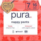 Bragas ecológicas, talla 7 (17 kg+), 16 piezas, ropa interior desechable para pieles sensibles y alérgicas, sin perfume, cierre lateral