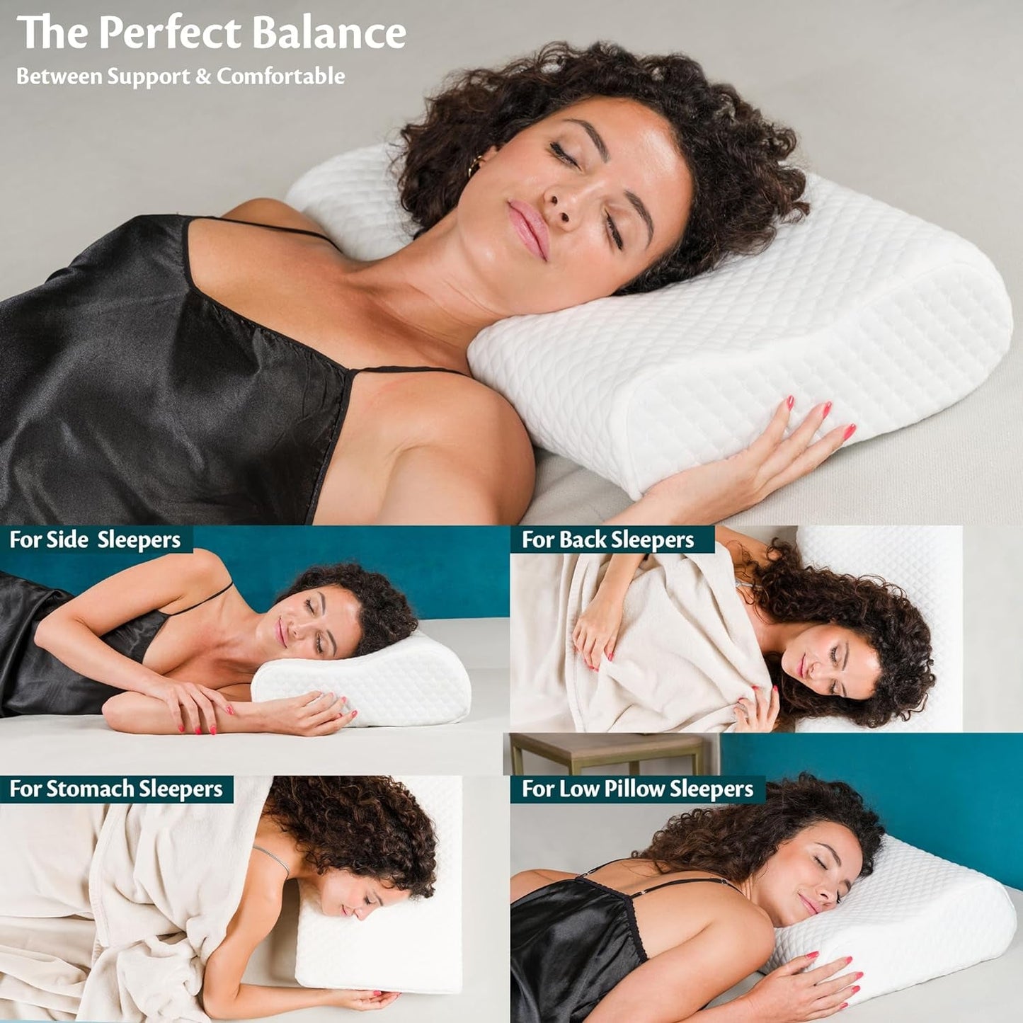 Soporte para el cuello Almohada de espuma viscoelástica ajustable en altura Almohada de cama ortopédica y ergonómica Almohada para aliviar el dolor de cuello Soporte para el cuello y antironquidos Polies lavables. Gorro Almohadas ortopédicas cervicales Naty Shop