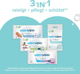 Toallitas húmedas WaterWipes Sensitive+ On The Go, 100 toallitas (paquete de 10), 3 en 1 limpia, cuida, protege, 99,9 % agua, toallitas sin fragancia