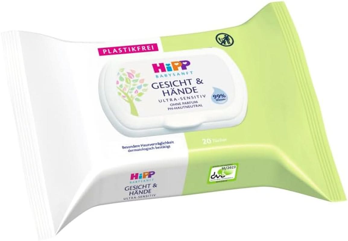 HIPP Babysanft Gesicht & Handtücher, Feuchttücher 12X 20 Stück. Tienda Naty