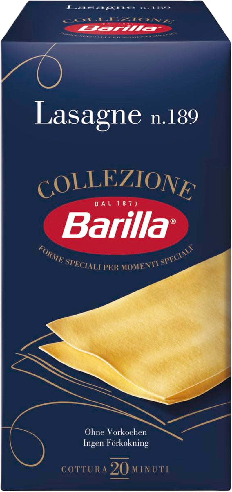 Barilla Collezione Lasaña Pasta de trigo duro, siempre al dente, 500g