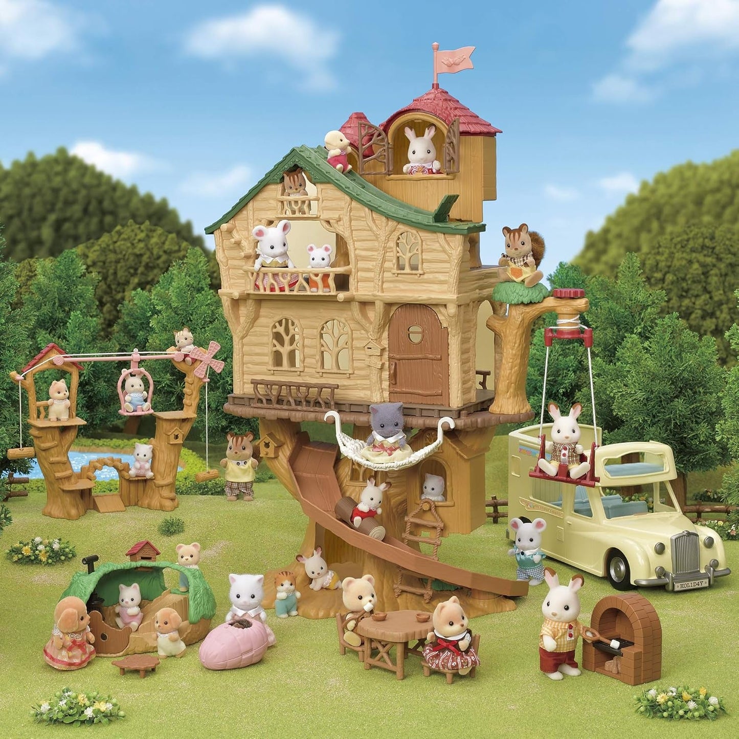 Sylvanian Families 5494 Casa del árbol con aventuras - Juego de casa de muñecas