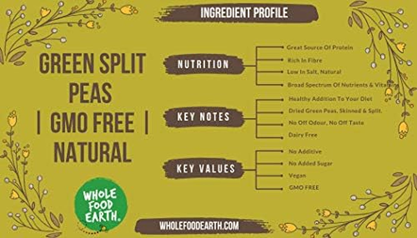 Guisantes verdes partidos orgánicos de Wholefood Earth – 1 kg