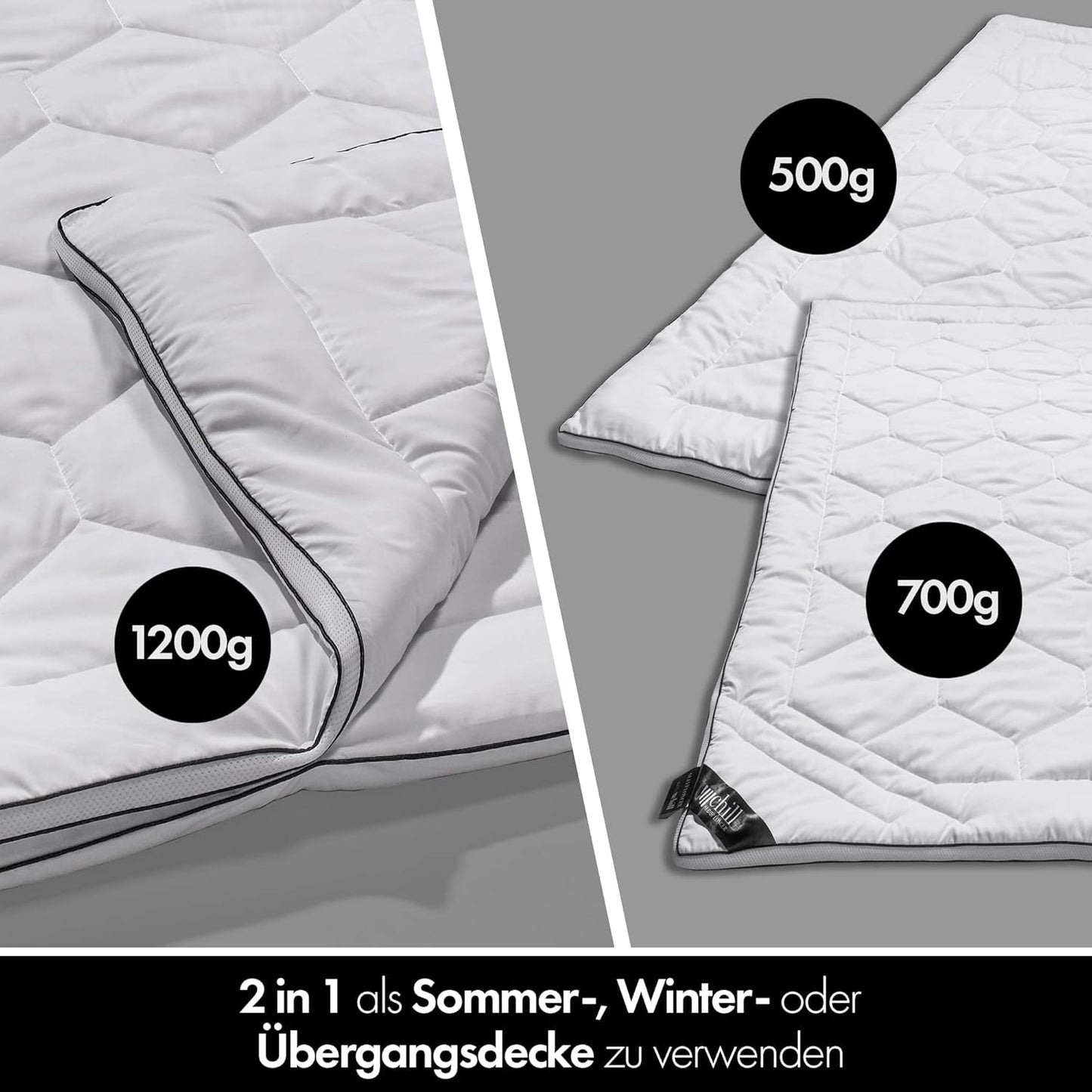 Edredón 4 Estaciones 135X200- Edredón 2 en 1 Para Todas Las Estaciones 135X200 - Edredón Transpirable, Lavable y Vegano - Edredón Dúo con Banda Confort para Dormir - Relleno 500G y 700G Edredones y Edredones Naty Shop
