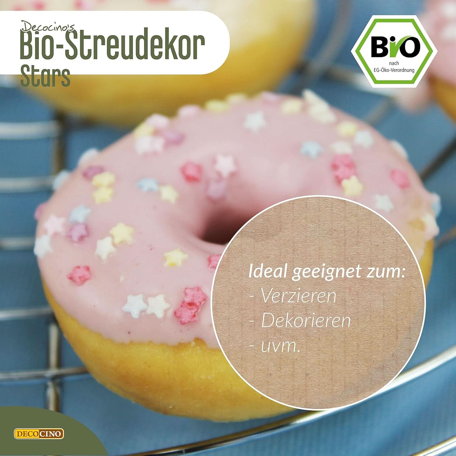 DECOCINO Estrellas Sprinkle Orgánicas, 50 gramos Sprinkles Naty Shop